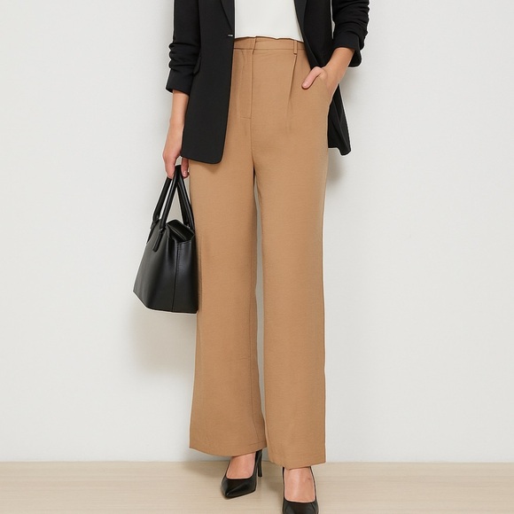 NWT Bagatelle Collection Women's Pleated Career Dress Pants Trouser in Tan Sz M - Picture 1 of 8